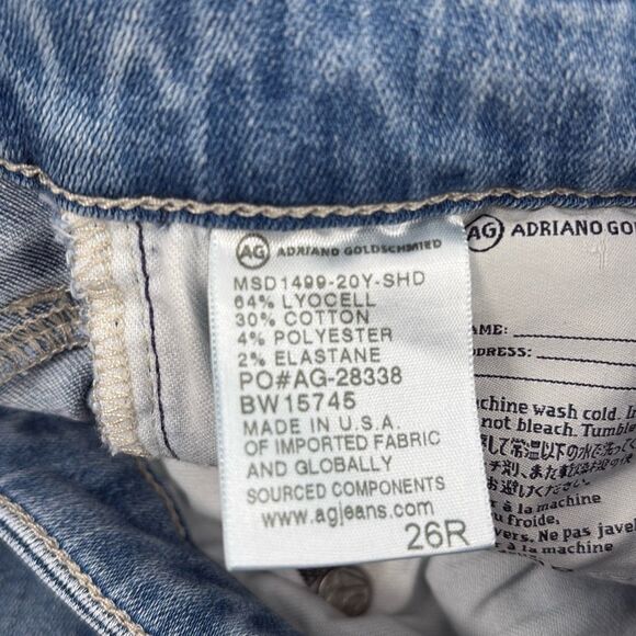 AG The MIDI Ankle Mid-Rise Cropped Jegging Distressed Stretch Jeans Faded Blue 2 - Picture 9 of 10